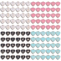 Colgantes de corazón con letras en esmalte blanco rosa negro azul y bordes dorados - Estilo de Conjunto Completo de Alfabeto A-Z / Negro