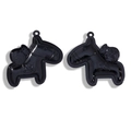 Glossy black horse charm keychain accessory with wealth bag and heart details - 58*58MM / Black