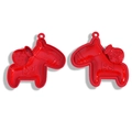 Red faux leather horse keychain pendant with money bag design and polished finish - 58*58MM / Red