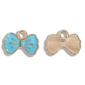 Pendentif nœud en émail bleu ciel avec base en métal doré pour bijoux DIY - Bleu