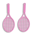 Pink mini tennis racket alloy pendants for DIY keychains and bags accessories set - Rose Red