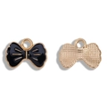 Pendentif nœud papillon doré en alliage avec émail noir pour bijoux à faire soi-même - Noir