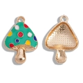 Colgante de hongo colorido con puntos de esmalte y textura de panal dorada para joyería DIY - Verde