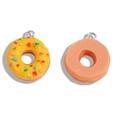 Miniature resin donut charms in yellow and pink with silver loops for DIY jewelry making - Yellow Base Multicolor Sprinkle Style (Style 3) / 22*20mm