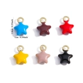 Macro view of colorful enamel star charms with gold rings in six assorted vibrant colors - Large Star (A7-148) / 14*10mm / Blue