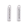 Retro silver 'I LOVE BOOKS' alloy bar pendants for DIY jewelry making necklaces - Antique Silver