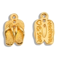 Golden flip-flop charms in vintage alloy for DIY jewelry with engraved message - 16*10mm / Imitation Gold
