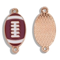 Golden alloy American football connector charms with brown enamel for DIY jewelry making - Rugby Football Connector (A7-082) / Brown White