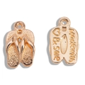 Golden flip-flop charms made of vintage alloy for DIY jewelry with engraved back details - 16*10mm / KC Gold
