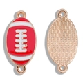 Rugby ball enamel connector charm in red and white finish for DIY jewelry making - Rugby Football Connector (A7-082) / Red White