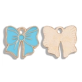 Colgante de lazo de esmalte azul y aleación dorada para collares de bricolaje - Azul