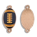 Rugged American football connector charm in black and gold finish for DIY jewelry making - Rugby Football Connector (A7-082) / Black Yellow