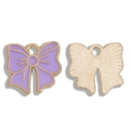 Colgante de lazo de esmalte morado y oro para creación de joyas y collares DIY - Púrpura