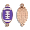 Purple enamel rugby ball pendant connector with rose gold trim for DIY jewelry - Rugby Football Connector (A7-082) / Purple White