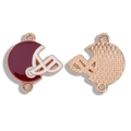 DIY American football helmet jewelry connector in burgundy and white enamel finish - Sports Helmet Pendant (A7-083) / Brown White