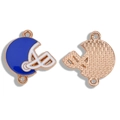 Blue and rose gold football helmet pendant with dual loops for DIY jewelry making - Sports Helmet Pendant (A7-083) / Blue White