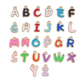 Set of 26 colorful enamel A-Z initial charms with gold metal frame for DIY jewelry - Gold Background