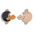 Rugby helmet alloy jewelry connector with black enamel and gold glitter for DIY crafts - Sports Helmet Pendant (A7-083) / Black Yellow