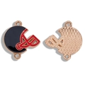 DIY American football helmet connector charms in red and black enamel with gold alloy finish - Sports Helmet Pendant (A7-083) / Black Red
