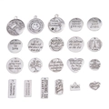 19pcs vintage silver alloy inspirational quote pendant set for DIY necklace jewelry making - Antique Silver Assorted Pendants / Antique Silver