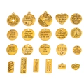 Collection of various gold alloy inspirational word pendants for DIY jewelry making - Antique Gold