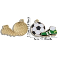 Soccer and cleat enamel alloy pendants for DIY necklaces and keychains, gold plated finish - Soccer Cleats Style (A7-186)
