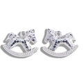 Hammered texture rocking horse metal pendants for DIY jewelry making accessories - Bright Silver / 15*17mm