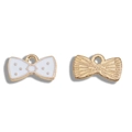 Mini-Bogenanhänger in weißem Emaille und strukturiertem Gold für DIY-Schmuckherstellung - 7x12mm / Weiß
