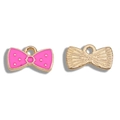 Rosa und goldene Emaille-Schleifenanhänger für DIY-Schmuck mit kleinen Punkten - 7x12mm / Fuchsia