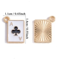 Detail view of Ace of Clubs enamel charm showing white front and sunburst texture back - Ace of Clubs Style (A7-254)