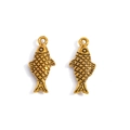 Pair of vintage gold-plated fish charms with scales for DIY jewelry making - Antique Gold