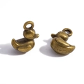 Pair of antique bronze duck charms in vintage metal finish for DIY jewelry making - Antique Bronze
