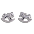 Polished silver alloy rocking horse charms with hammered texture for DIY jewelry making - White K / 15*17mm