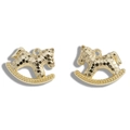 Pair of gold rocking horse charms with hammered texture for DIY jewelry making - Light Gold / 15*17mm