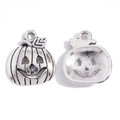 Vintage Silber Halloween Kürbis Anhänger Jack-o-Lantern Charms für DIY Schmuck - 19*16mm / Antiksilber