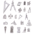 Vintage silver alloy school themed stationery charms set for DIY jewelry making - Complete Set