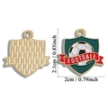 Football shield charm pendant with green enamel and gold metal texture back for DIY jewelry - Soccer Shield Style (A7-189)