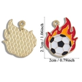 Soccer ball with flames enamel charm, front and back view with dimensions, DIY pendant - Flaming Soccer Ball Style (A7-190)