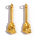 Pair of gold-plated alloy magic broom charms for DIY jewelry making and necklaces - Imitation Gold