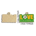 Green and gold enamel football pendant with Love Football text and size measurement - Love Football Sign Style (A7-192)