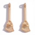 Golden alloy magic broom charm pendants for DIY necklaces and Halloween jewelry - KC Gold