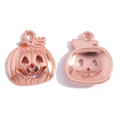 Ciondoli a zucca in lega oro rosa con trama Jack-o'-lantern per creazione gioielli DIY - 19*16mm / Oro rosa