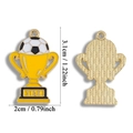 Yellow soccer trophy pendant with Star engraving and textured gold metal back - Soccer Trophy Style (A7-194)