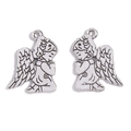 Vintage silver angel charm pendants for DIY jewelry making in polished alloy metal - 23x17mm / Antique Silver