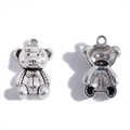 Vintage silver alloy teddy bear pendants with detailed front and mesh back for DIY jewelry - Antique Silver
