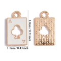 Ace of Clubs playing card charm for DIY jewelry in gold finish and white enamel - White Ace of Clubs Style (A7-246)