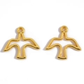 Pair of hollow golden flying bird alloy pendants with shiny metallic finish for DIY jewelry - Imitation Gold