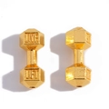 Golden dumbbell-shaped beads for DIY jewelry with LIVE LIFT engraving and metallic finish - 20*8mm / Imitation Gold
