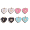 Colgantes de corazón de esmalte con letra E y patrones de sol en cuatro colores para DIY - Letra E / 15.5*14.5mm / Negro