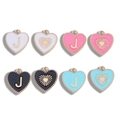 Colgantes de corazón DIY con letra J y patrones de sol en cuatro colores variados - Letra J / Negro